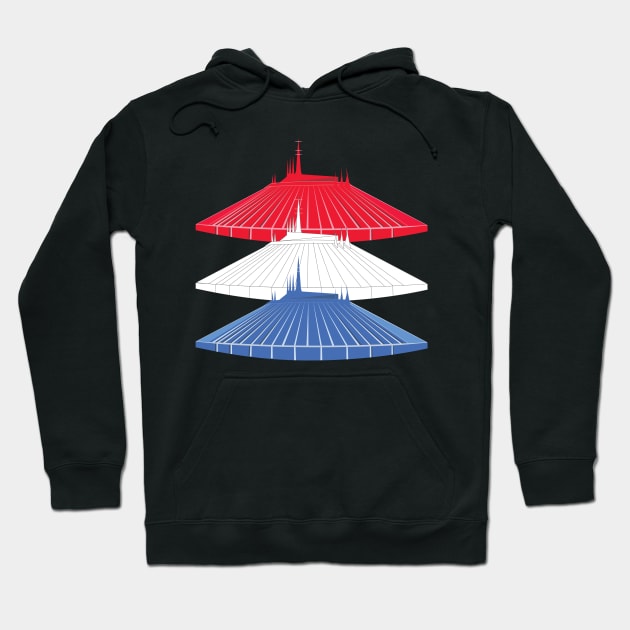 Red White and Blue Space Mountain - Fourth of July Hoodie by WearInTheWorld